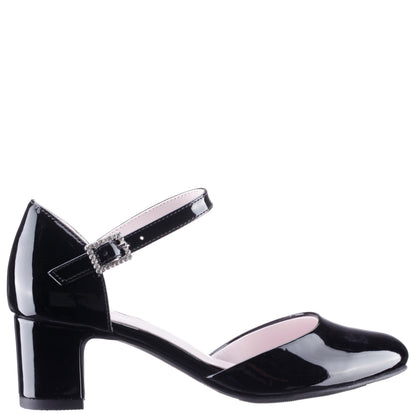 Nina Macey in Black Patent, side view