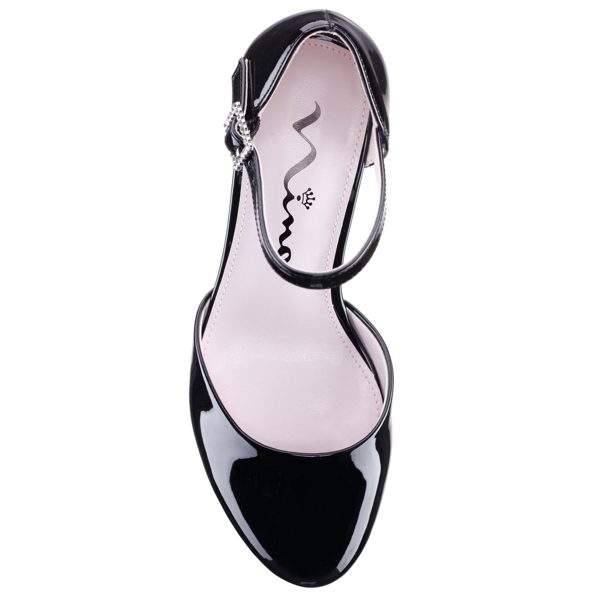 Nina Macey in Black Patent, top view