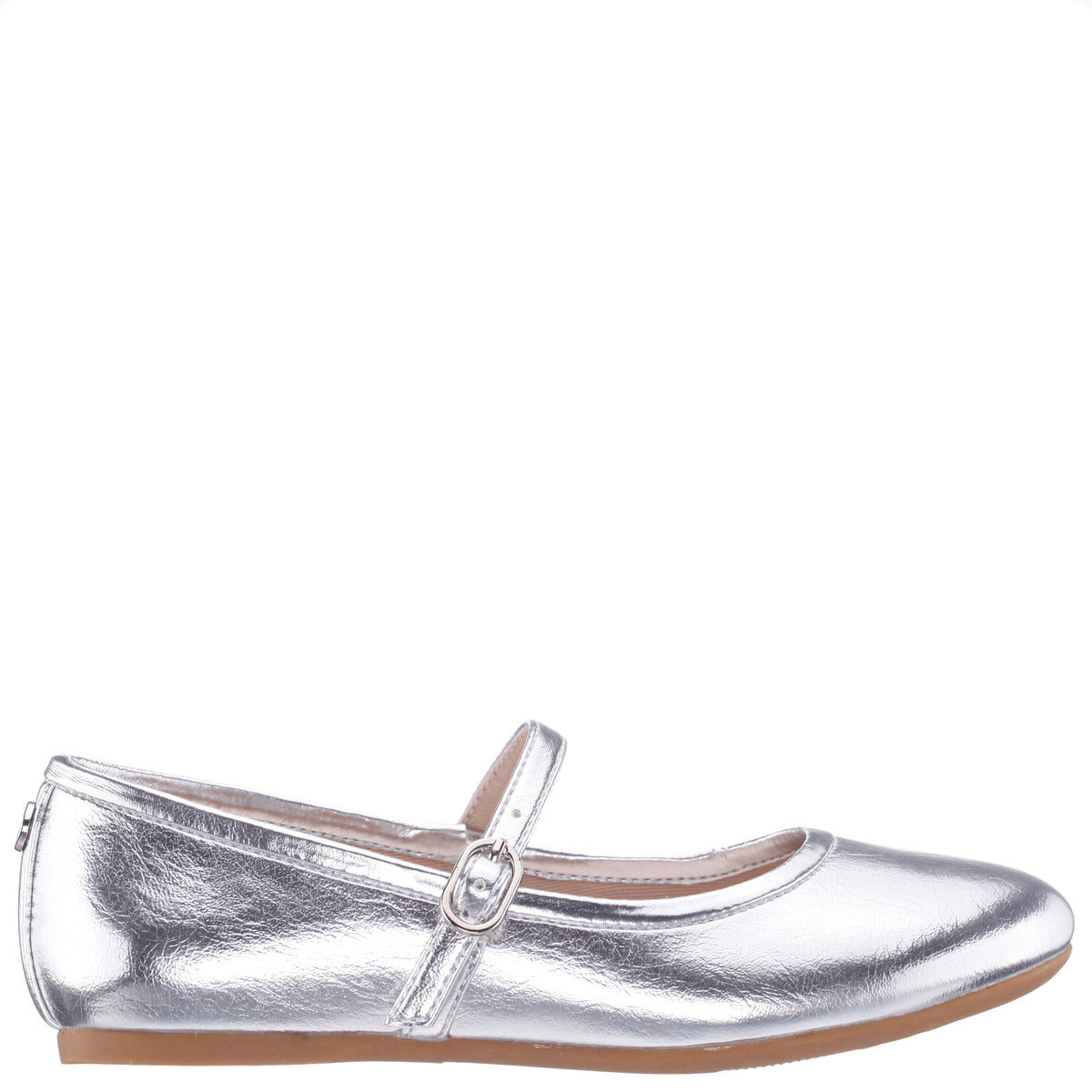Nina Nicola in Silver Metallic, side view