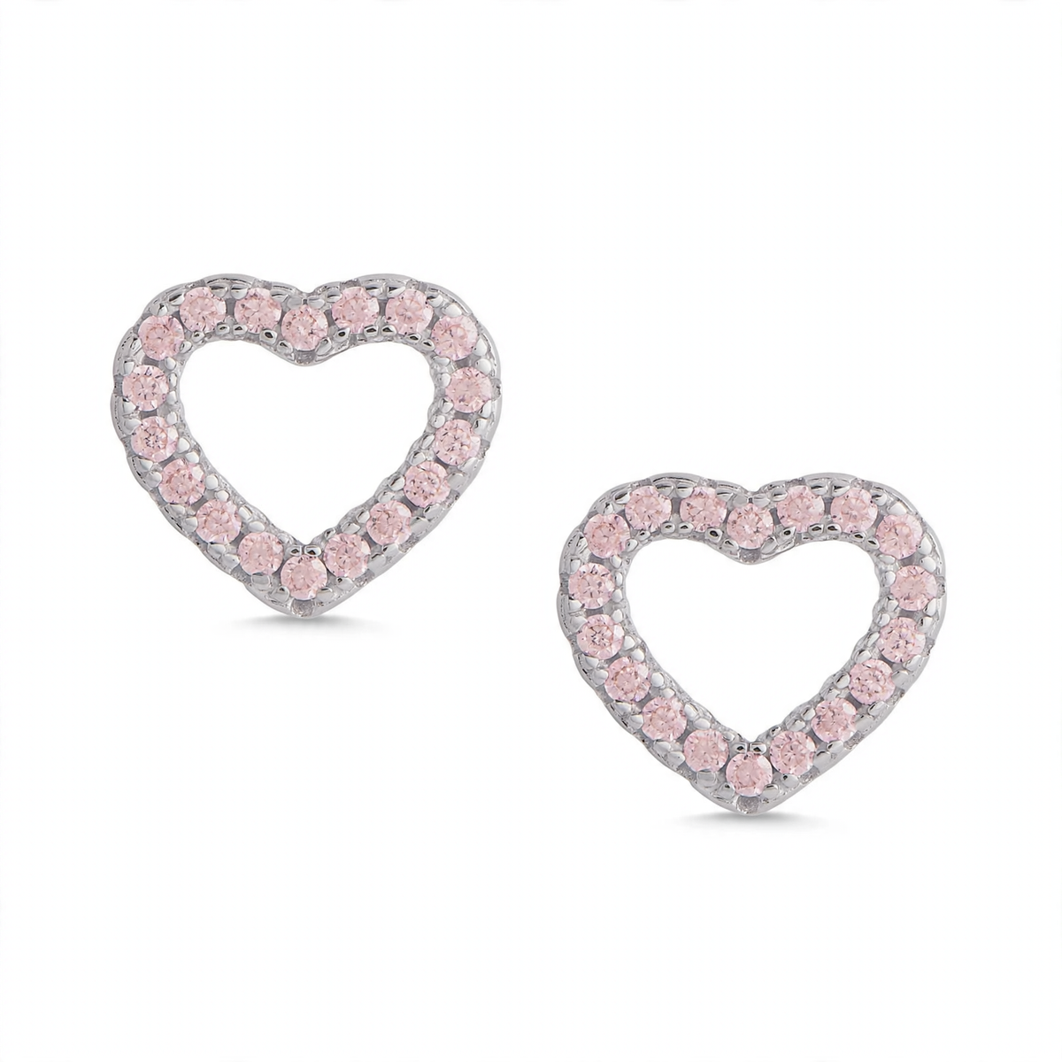 Open Heart CZ Stud Earrings