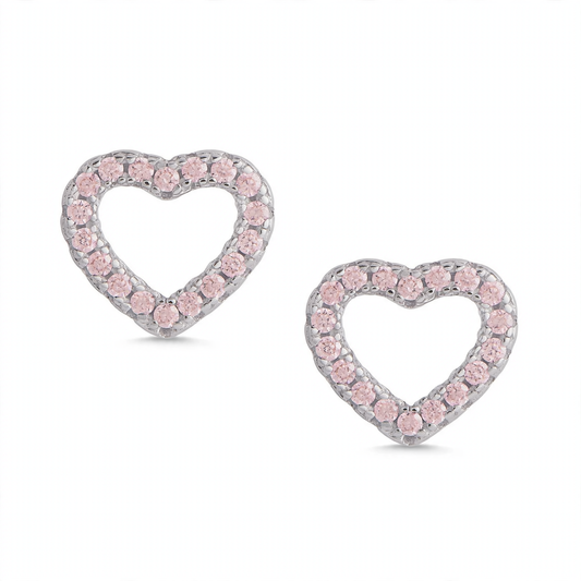Open Heart CZ Stud Earrings