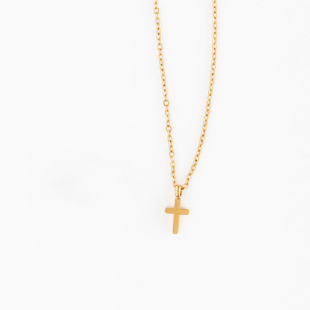 Pip Pop Post gold Cross Pendant Necklace