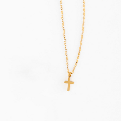 Pip Pop Post gold Cross Pendant Necklace
