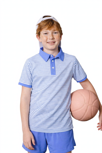 Polo Shirt - Sky Blue Thin Stripe (2)