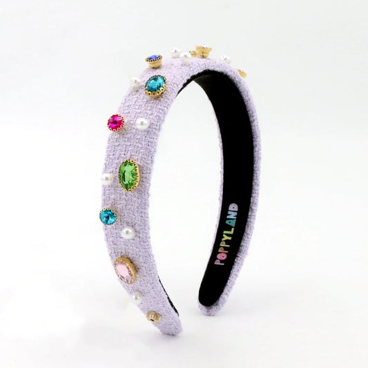 Light Purple Tweed Bejeweled Headband by Poppyland