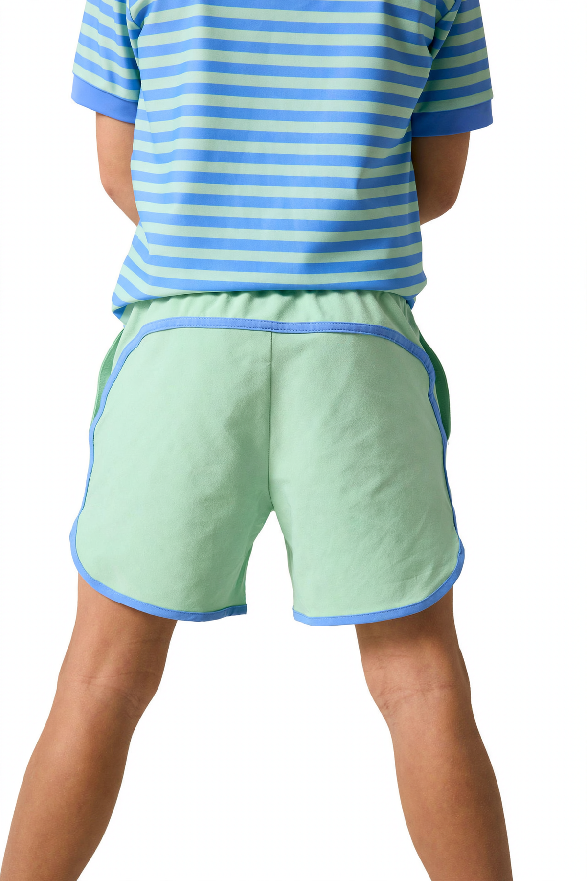 Retro Super Short - Palm Green w/Sky Blue Piping (3)