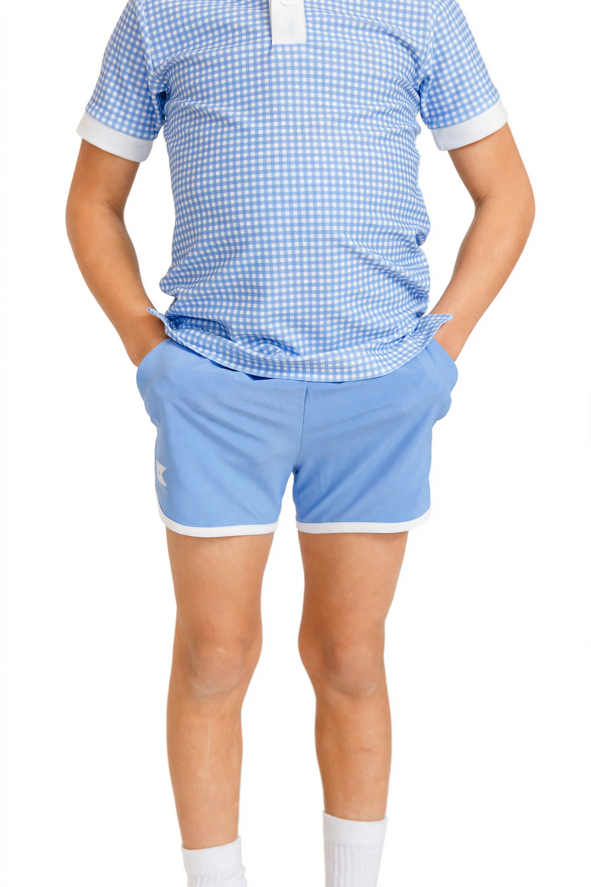 Retro Super Short - Sky Blue w/White Piping (3)