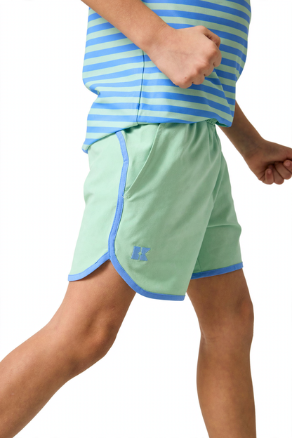Retro Super Short - Palm Green w/Sky Blue Piping (2)