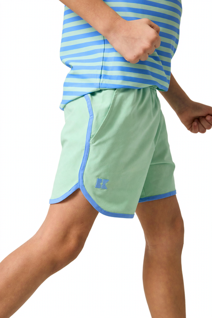Retro Super Short - Palm Green w/Sky Blue Piping (2)