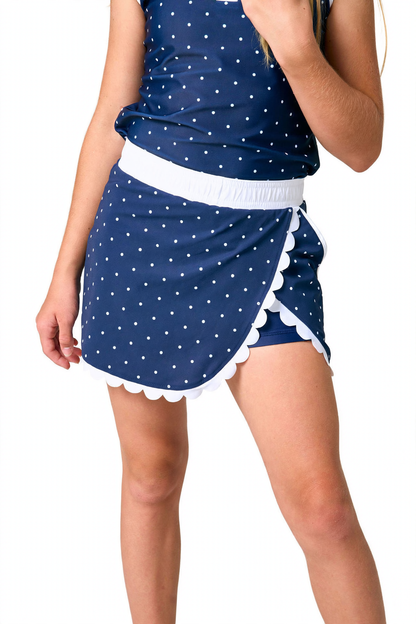 Scalloped Court Skort - Navy/White (2)