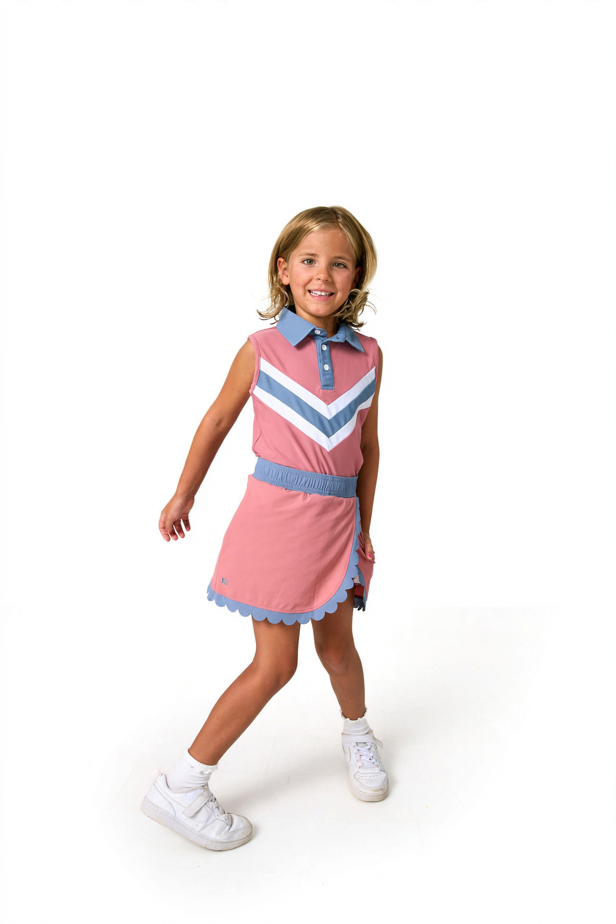 Scalloped Court Skort - Slate/Dusty Pink (3)