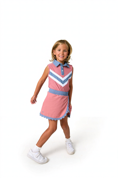 Scalloped Court Skort - Slate/Dusty Pink (3)