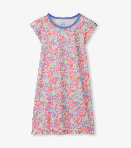 whimsical flowers ruffle hem nightdress
