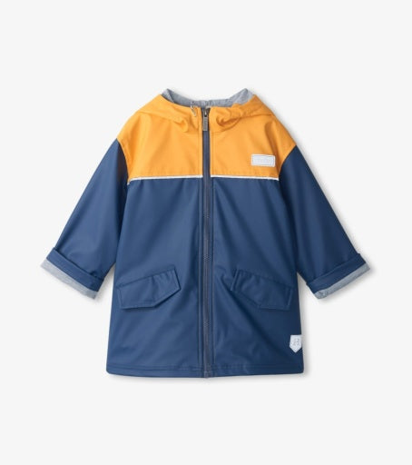 yellow & navy mariner rain jacket