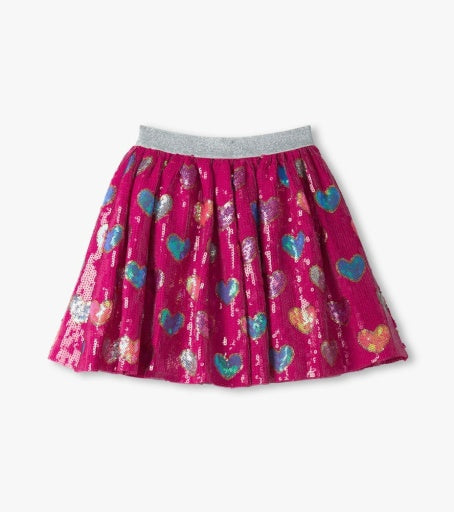 pink busted hearts sequin skirt