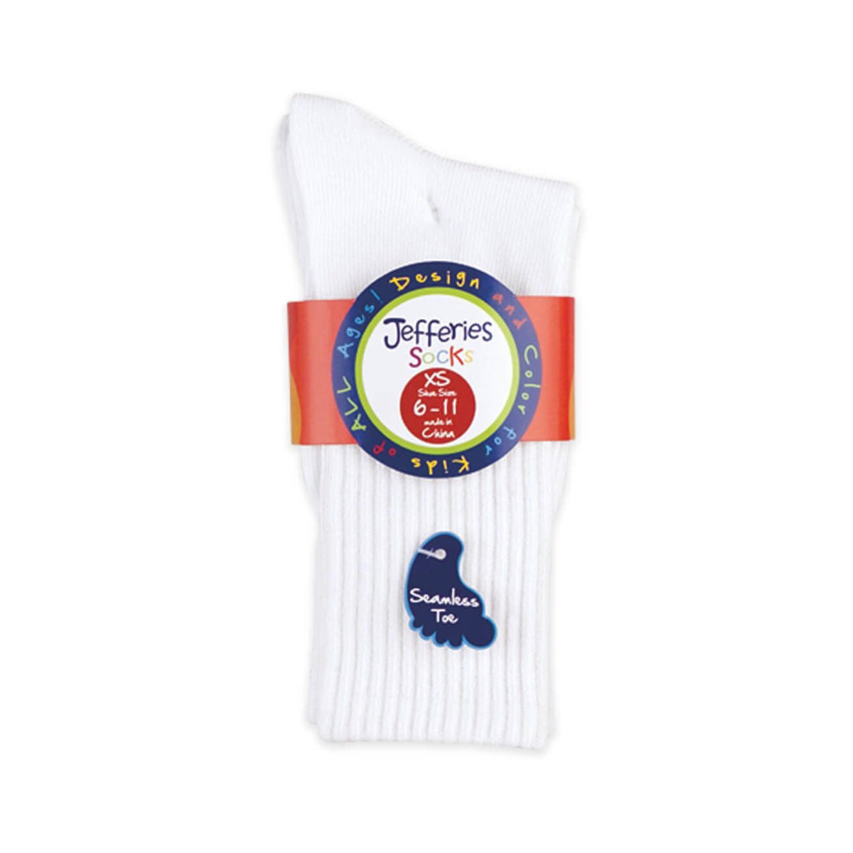 Jefferies Smooth Toe Sport Crew Non-Cushion Socks in White, 3 Pair Pack