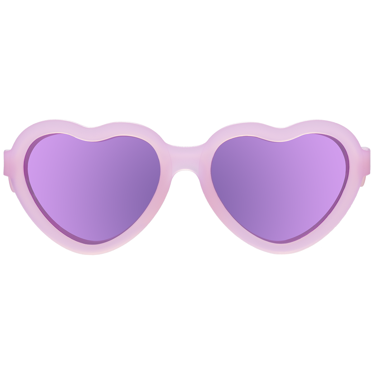 Babiators Frosted Pink Heart sunglasses with polarized purple mirrored lenses
