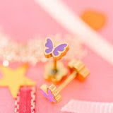 Tiny Purple Butterfly Stud
