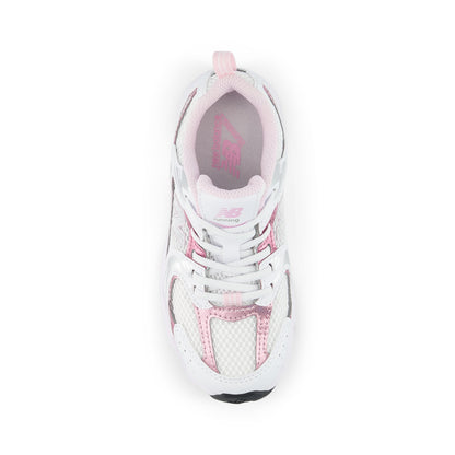 New Balance 530 Bungee Little Kids PZ530RK White with Pink Sugar - top view