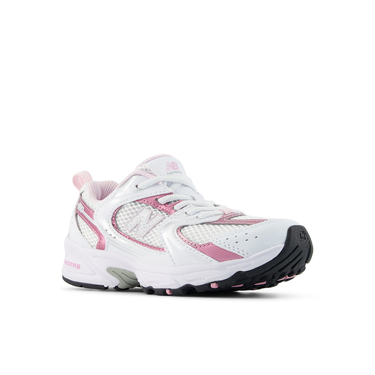 New Balance 530 Bungee Little Kids PZ530RK White with Pink Sugar - front three-quarter view