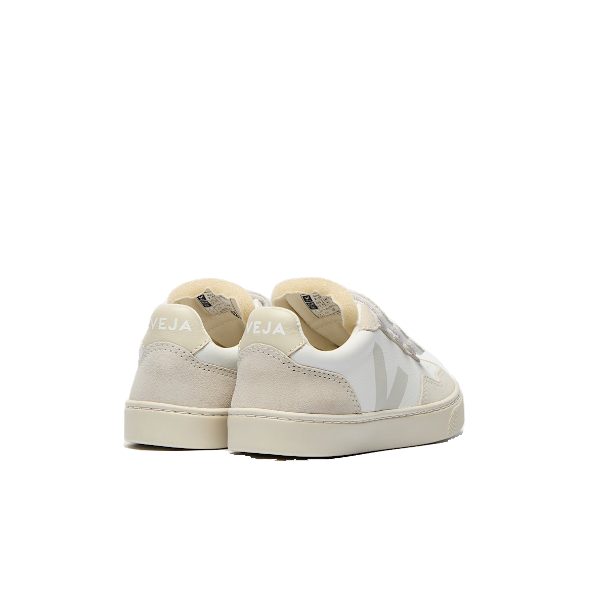 VEJA Veja Small V-90 O.T Leather — Extra-White Natural — rear view (SX2020637); official square photo; original shoe pixels preserved
