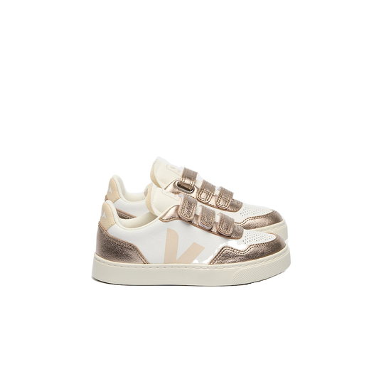 VEJA Veja Small V-90 O.T Leather — White Sable Bronze — side view (SX2021008); official square photo; original shoe pixels preserved