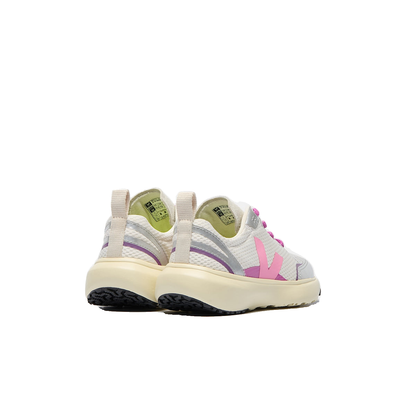 VEJA Canary Elastic Laces Alveomesh — Gravel Malibu Silver — rear view (YL1803821); official square photo; original shoe pixels preserved