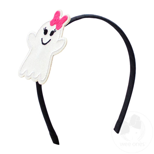 Large Embroidered Glitter Pennant on Headband – Ghost