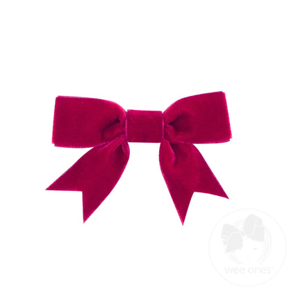 Mini Velvet Two-Loop Bow w/ Fancy Cut Tail – CRD/Cardinal