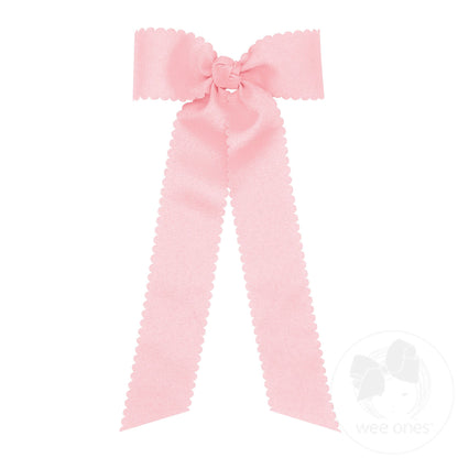 Medium Grosgrain Bowtie w/ Scalloped Edge Knot Wrap Streamer Tails – Light Pink/LPK