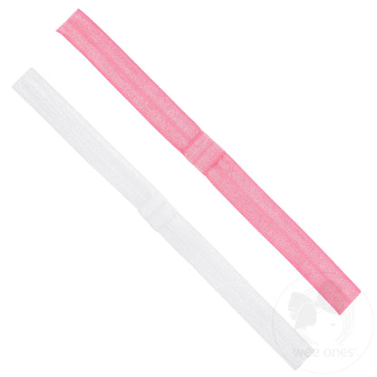 Wee Ones Add-A-Bow Elastic Baby Band two-pack in hot pink and white