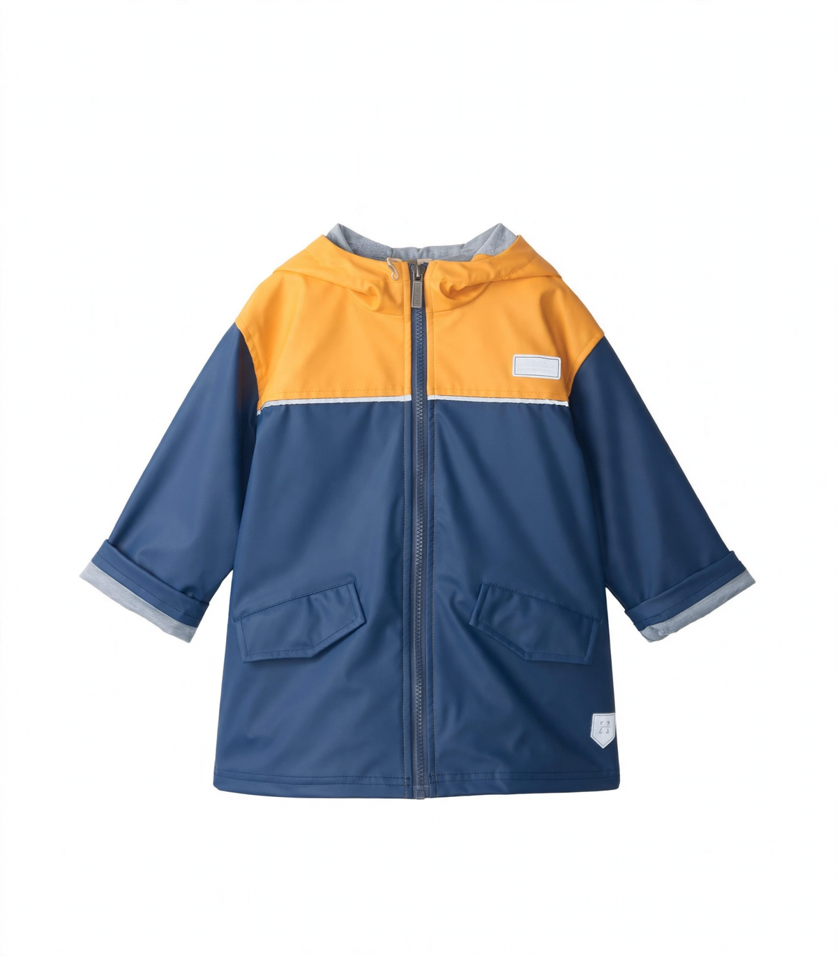 Kids Yellow & Navy Zip-Up Rain Jacket