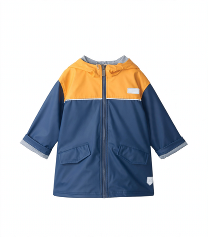 Kids Yellow & Navy Zip-Up Rain Jacket